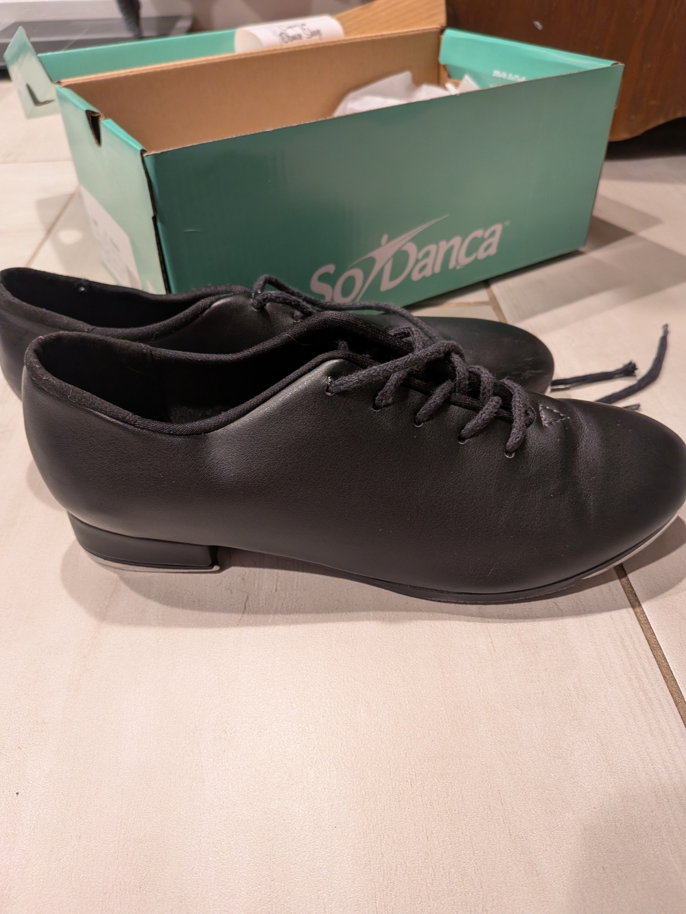Women's Black Lace-Up Tap Shoes